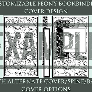 Peony V1 Premium Book Cover Design for Bookbinding, Vinyl Book Cover Design, Cover Design PNG File, Cover Design SVG File