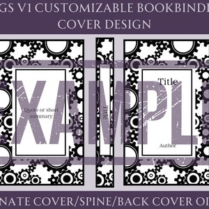Cog Work V1 Customizable Book Cover Design for Bookbinding, Vinyl Book Cover Design, Cover Design PNG File, Cover Design SVG File