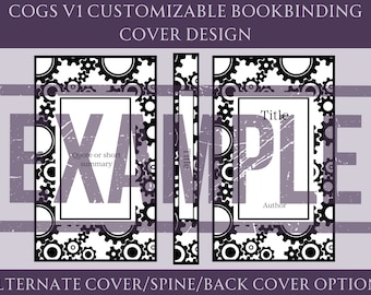 Cog Work V1 Customizable Book Cover Design for Bookbinding, Vinyl Book Cover Design, Cover Design PNG File, Cover Design SVG File