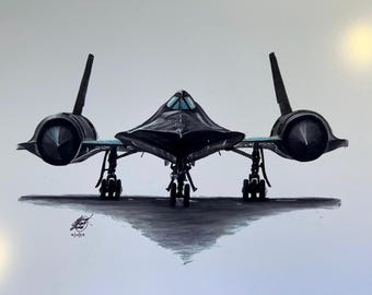 SR-71 Blackbird Print: Prismacolor Pencil Art (11x14)
