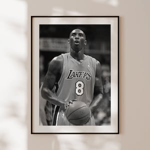 Poster retrò di Kobe Bryant, stampa NBA di Kobe Bryant, fotografia originale in bianco e nero di Kobe Bryant, regalo per giocatore di basket, poster di Kobe