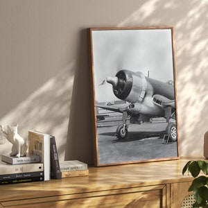 Vintage aircraft poster, vintage black and white Corsair print, airplane poster, aviator gift, vintage aircraft photography image 6