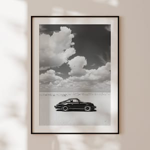 Poster Porsche Vintage Desert, stampa Porsche in bianco e nero, arte murale per auto d'epoca, vecchia Porsche, regalo per appassionati di Porsche