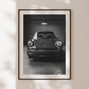 Poster Porsche d'epoca, stampa Porsche in bianco e nero, arte murale per auto d'epoca, vecchia Porsche, regalo per gli appassionati di Porsche