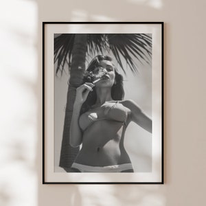 Poster retrò, stampa vintage di una donna in bianco e nero, autentica arte murale pop art, fotografia originale, poster femminista