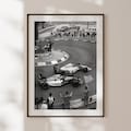 Formula 1 Poster, black and white vintage print, motorsport wall art, F1 photography, elegant decor, retro F1 poster product logo