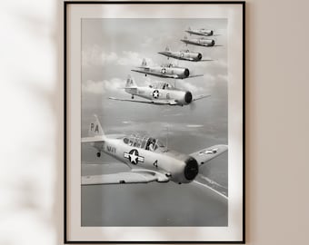 US Navy poster, vintage black and white US Navy aviator patrol print, airplane wall art, aviator gift, vintage aircraft