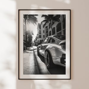 Porsche 911 Poster, Vintage Schwarz-Weiß Porsche Druck, Oldtimer Wandkunst, Alter Porsche, Porsche Enthusiast Geschenk