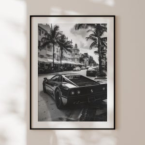 Poster Ferrari retrò, stampa Ferrari vintage in bianco e nero, arte murale di auto d'epoca, vecchia Ferrari, regalo per appassionati Ferrari