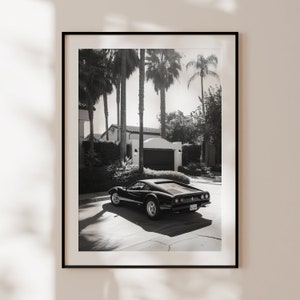 Póster retro de Ferrari, estampado de Ferrari vintage en blanco y negro, arte de pared de coches clásicos, Ferrari antiguo, regalo para entusiastas de Ferrari
