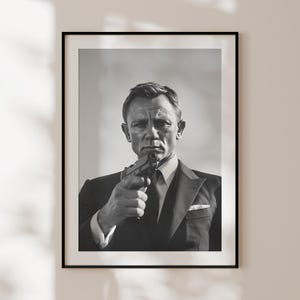 Poster di James Bond, stampa cinematografica vintage, poster da parete di 007, poster di James Bond in bianco e nero, poster di film di spionaggio, poster di cinema retrò