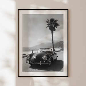 Poster Porsche d'epoca, stampa Porsche retrò in bianco e nero, decorazione murale di auto d'epoca, vecchia Porsche, regalo per appassionati di Porsche