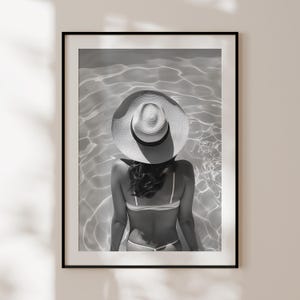 Manifesto di moda, stampa di moda vintage in bianco e nero, stampa di alta moda, manifesto femminista, fotografia di moda, manifesto di cappello da donna