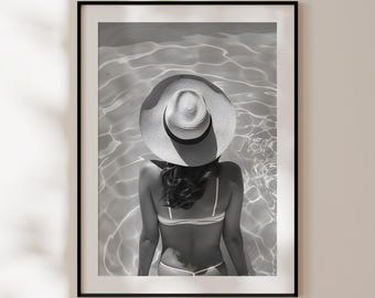 Fashion Poster, Vintage Black and White Fashion Print, High Fashion Print, Feminist Poster, Fashion Photography, Woman with Hat Poster