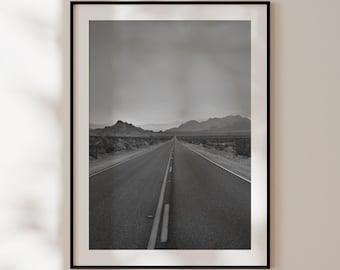 Route 66 Poster, Black and White Route 66 Print, Arizona Desert Photography, American Roadtrip Wall Art, USA Travel Gift