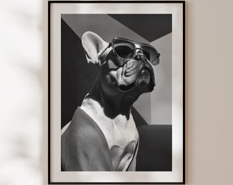 Bulldog poster, Black and white dog photography, Original dog poster, Unique wall decor, Iconic photography