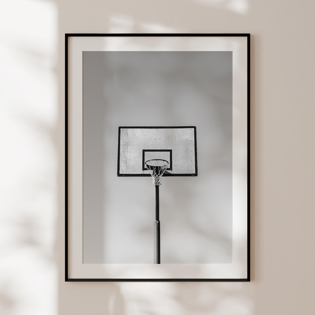 Retro Basketball Hoop Print, Black and White Basketball Photography, Vintage Basketball Hoop ...