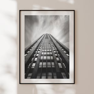 Poster retrò di un edificio di New York, stampa vintage in bianco e nero di New York City, arte murale di New York, fotografia originale di New York