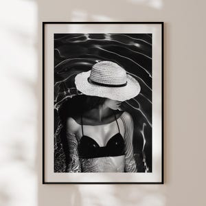 Poster di moda retrò, stampa vintage in bianco e nero, arte dell'alta moda, poster femminista, fotografia di moda, poster di Femme Fatale
