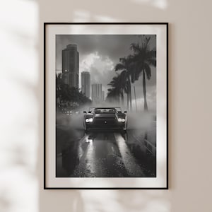 Retro Ferrari F40 Poster, Vintage Schwarz-Weiß Ferrari Druck, Schwarz-Weiß Ferrari Fotografie, alter Ferrari, Modeposter