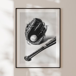 Retro Baseball Poster, Black and White Baseball Print, Vintage Sports Art, Retro Baseball Wall Art, Gift Baseball players
