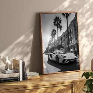 Lamborghini Aventador Monaco Poster, Black and White Lamborghini Print, Lamborghini Wall Art, Luxury Old Money Poster image 8