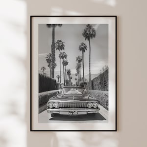 Poster della Chevrolet Impala, stampa vintage in bianco e nero della Chevrolet, decorazione murale di auto americane, vecchia Chevrolet, arredamento americano