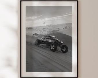Poster vintage del rally nel deserto, stampa rally in bianco e nero, decorazione murale con auto da rally, regalo per gli appassionati di rally, poster della Parigi-Dakar