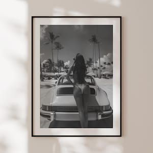 Poster retrò Porsche, stampa Porsche vintage in bianco e nero, decorazione murale di auto d'epoca, vecchia Porsche, regalo per gli appassionati di Porsche