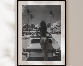 Retro Porsche Poster, Vintage Porsche Black and White Print, Classic Car Wall Art, Old Porsche, Gift for Porsche Enthusiasts