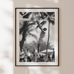 Poster retrò di Kobe Bryant, stampa della schiacciata di Kobe Bryant, fotografia originale in bianco e nero di Kobe Bryant, regalo per giocatore di basket