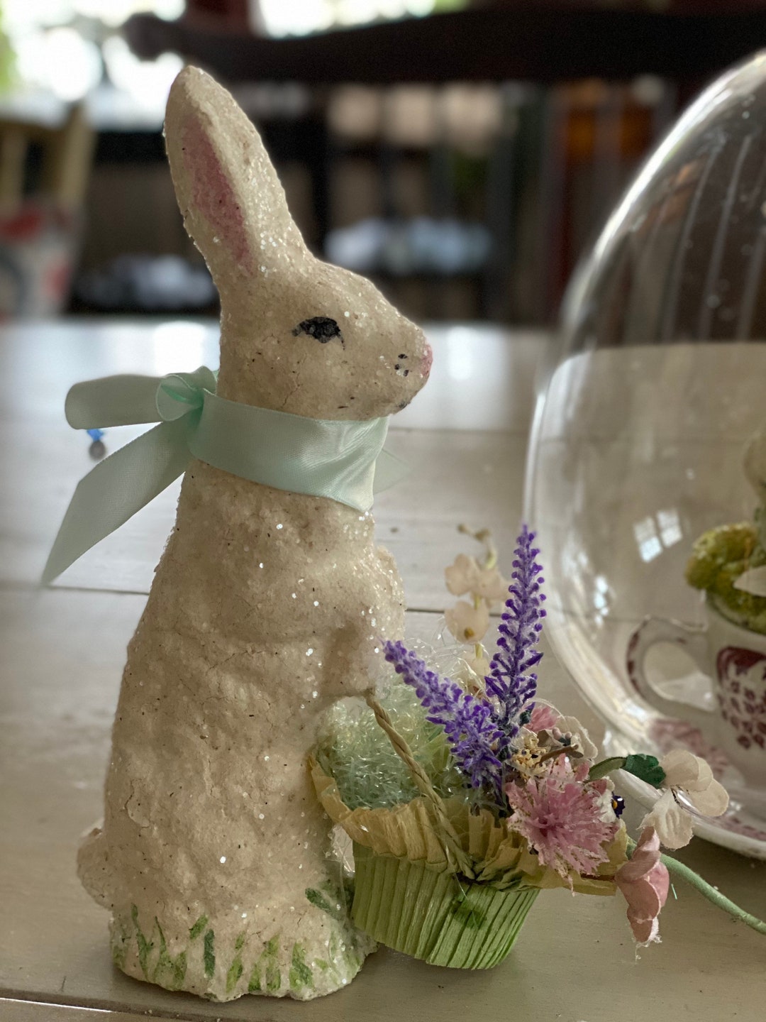 Bunny Teena Flanner Paper Mache Original Rabbit Henri Flowers - Etsy