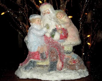 Teena flanner original Father Christmas with children
