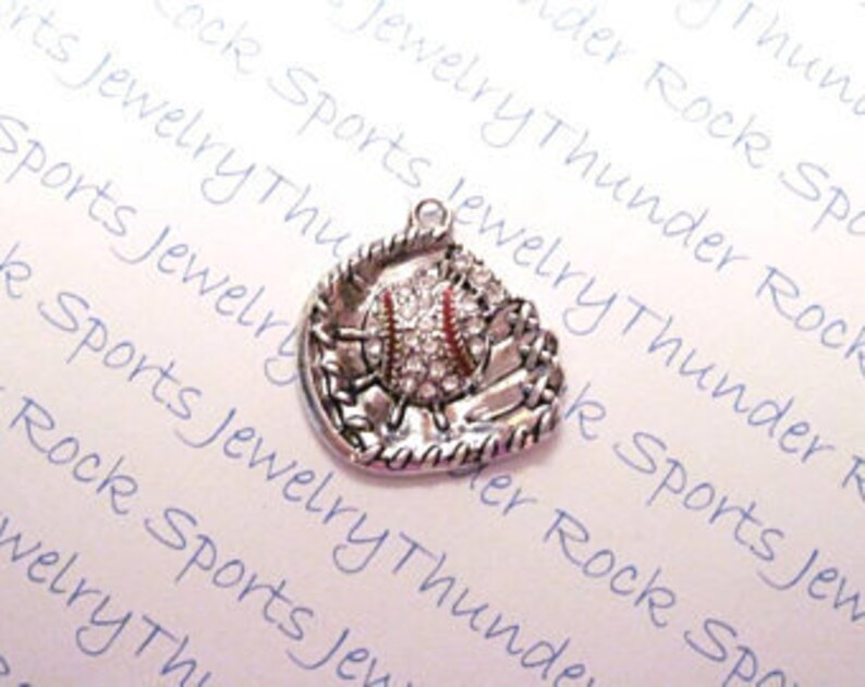BASEBALL GLOVE Mitt Pendant Charm Antique Silver Clear Etsy