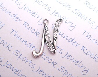 GRAPHICS & MORE Letter N Floral Monogram Initial Silver Plated Bracelet with Antiqued Charm GRAPHICS & MORE Letter N Floral Monogram Initial Silver Plated Bracelet with Antiqued Charm