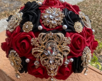 Wedding Bridal Bouquet| Bling Brooch Bouquet| Rhinestone Bouquet| Glam Bouquet| Custom Bouquet