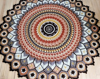 Mandala Blanket Peacock Plumes Afghan