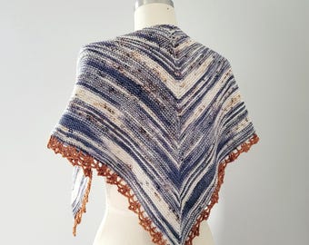 Hand Knit Merino Wool Tiny Shawl with Crochet Edge