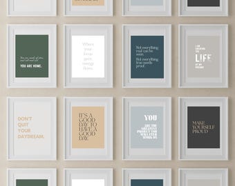Motivational Quote Prints (Set of 16): Neutral Boho Wall Art (JPG, PDF)