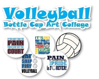 Instant Download - Volleyball Collage s 3/4 inch or 1 inch Bottle Cap Disc-Its Scrapbooking Boutique Digital Collage Art Sheet