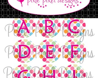 Instant Download - M2MG Popsicle Party Alphabet Bottlecap Images Bottle Cap Disc-Its Scrapbooking Boutique Digital Collage Art Sheet