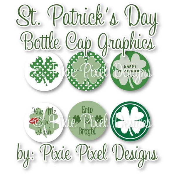 INSTANT DOWNLOAD - St. Patrick's Day Bottlecap Images Bottle Cap Disc-Its Scrapbooking Boutique Digital Collage Art Sheet