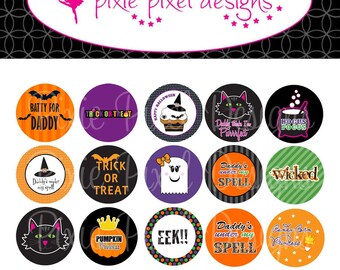 INSTANT DOWNLOAD - Holloween 2011 V1 Bottlecap Images Bottle Cap Disc-Its Scrapbooking Boutique Digital Collage Art Sheet