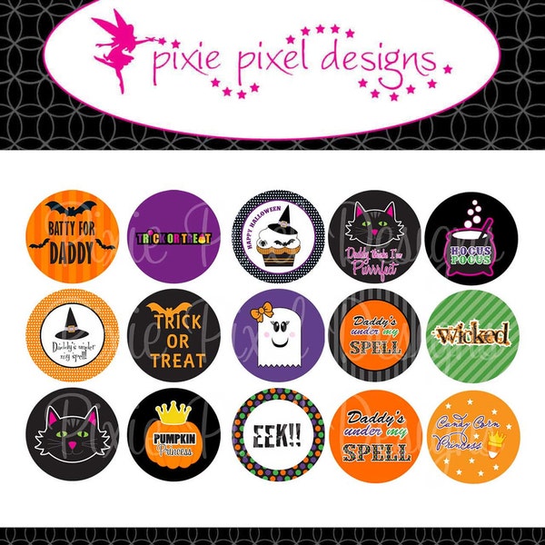 INSTANT DOWNLOAD - Holloween 2011 V1 Bottlecap Images Bottle Cap Disc-Its Scrapbooking Boutique Digital Collage Art Sheet