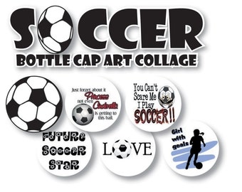 Instant Download - Soccer Collage s 3/4 inch or 1 inch Bottle Cap Disc-Its Scrapbooking Boutique Digital Collage Art Sheet