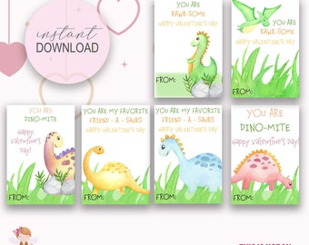 Dinosaur Valentine Card, Valentine's for kids, classroom valentine card, Printable kids valentine