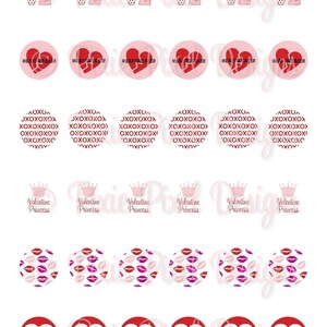 INSTANT DOWNLOAD Valentine Bottlecap Images Bottle Cap Disc-Its Scrapbooking Boutique Digital Collage Art Sheet image 2