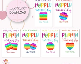 Pop it Bright Valentine Card, Valentine's for kids, classroom valentine card, Printable kids valentine