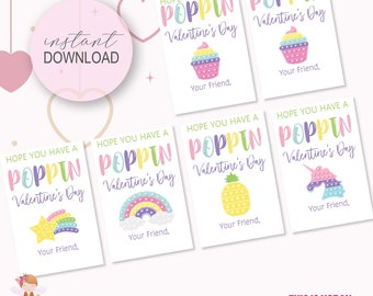 Pop it Pastel Valentine Card, Valentine's for kids, classroom valentine card, Printable kids valentine