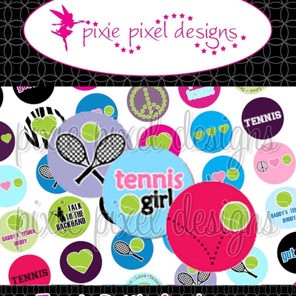 INSTANT DOWNLOAD - Tennis 2010 Bottlecap Images Bottle Cap Disc-Its Scrapbooking Boutique Digital Collage Art Sheet